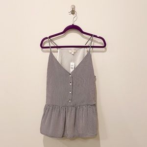 LOFT outlet striped blue and white peplum tank